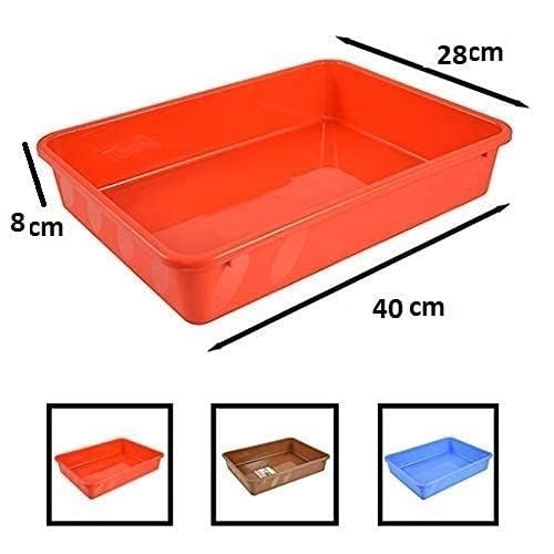 DIVHUK Unbreakable Multipurpose Plastic Big Tray - 40 x 28 x 8 cm (Multicolor - 1 pcs) - Image 2