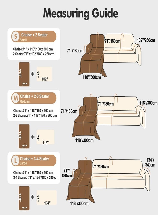 WEYOND Boho Couch Cover Sofa Covers Washable, Chenille Couch Covers for 3 Cushion Couch Sofa Pet Friendly, Bohemian Sofa Slipcovers for L Shaped Sectional (71" X 118"+71" X 102", Khaki) - Image 4
