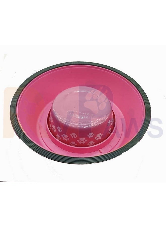 Pet Supplies Bowl/Colorfull Stainless Steel Dog Bowl/Dog Feeding Bowl/Printed Dog Bowl (800 Ml) (Pink) - Image 4