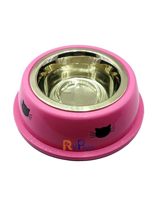 Pet Supplies Bowl/Colorfull Stainless Steel Dog Bowl/Dog Feeding Bowl/Printed Dog Bowl (800 Ml) (Pink) - Image 2