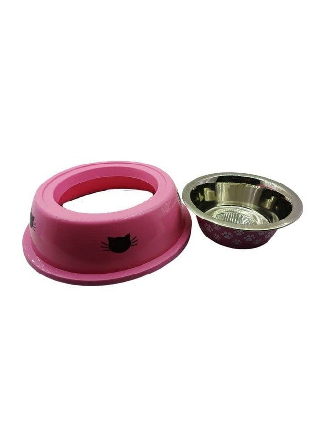 Pet Supplies Bowl/Colorfull Stainless Steel Dog Bowl/Dog Feeding Bowl/Printed Dog Bowl (800 Ml) (Pink) - Image 5