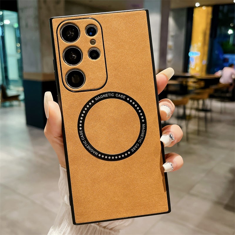Suitable for Samsung S26Ultra Mobile Phone Case, S25Ultra Sheepskin Leather, S24Ultra Magnetic Anti-Fall Protective Case - Image 1