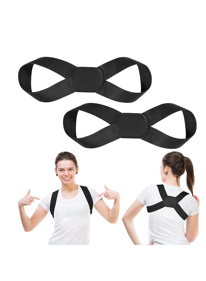 SOLARAE 2 Piece Posture Corrector For Women And Men Corset Spine Support Belt Adjustable Upper Back Brace Straightener For Neck Shoulder Clavicle Relief, Black - Image 1