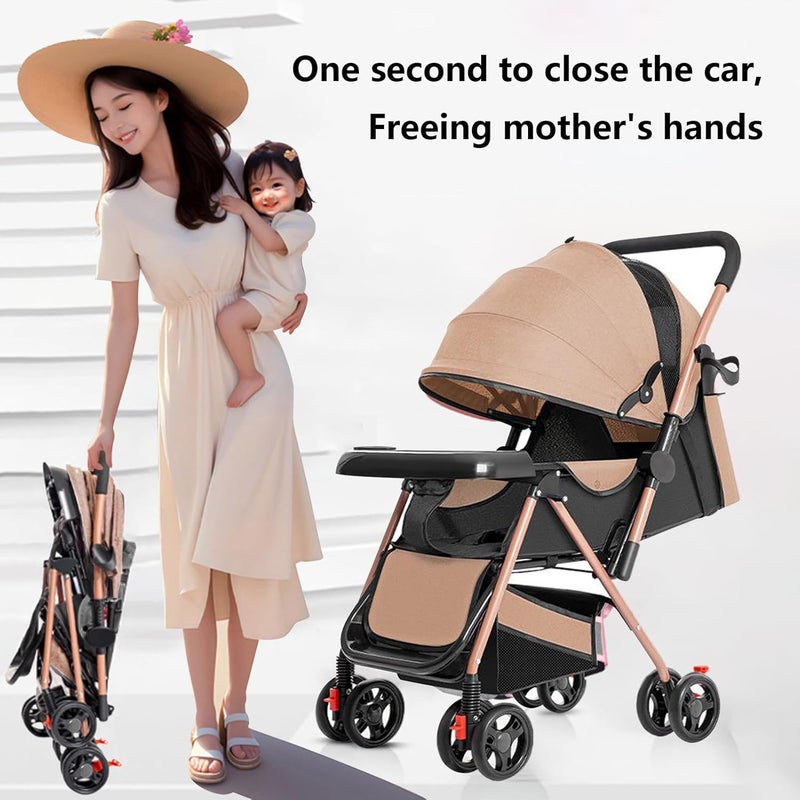 TDOO Two-Way Foldable Lightweight Stroller, Travel Umbrella Strollers, Baby Strollers and Toddler Strollers with Large Storage Basket and Canopy, Reclining Seat, Child Tray, Compact for Travel - Image 2