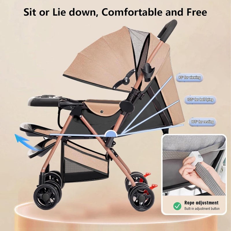 TDOO Two-Way Foldable Lightweight Stroller, Travel Umbrella Strollers, Baby Strollers and Toddler Strollers with Large Storage Basket and Canopy, Reclining Seat, Child Tray, Compact for Travel - Image 4