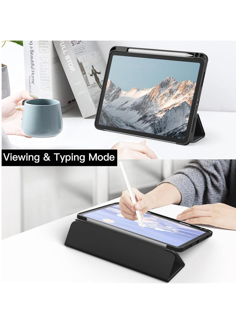 ميجوفاست غطاء iPad Pro مقاس 11 بوصة M4 2024 (الجيل الخامس) مع حامل قلم رصاص، وغطاء خلفي شفاف رفيع مقاوم للصدمات، وخاصية الإيقاظ/السكون التلقائي، باللون الأسود  - Image 3