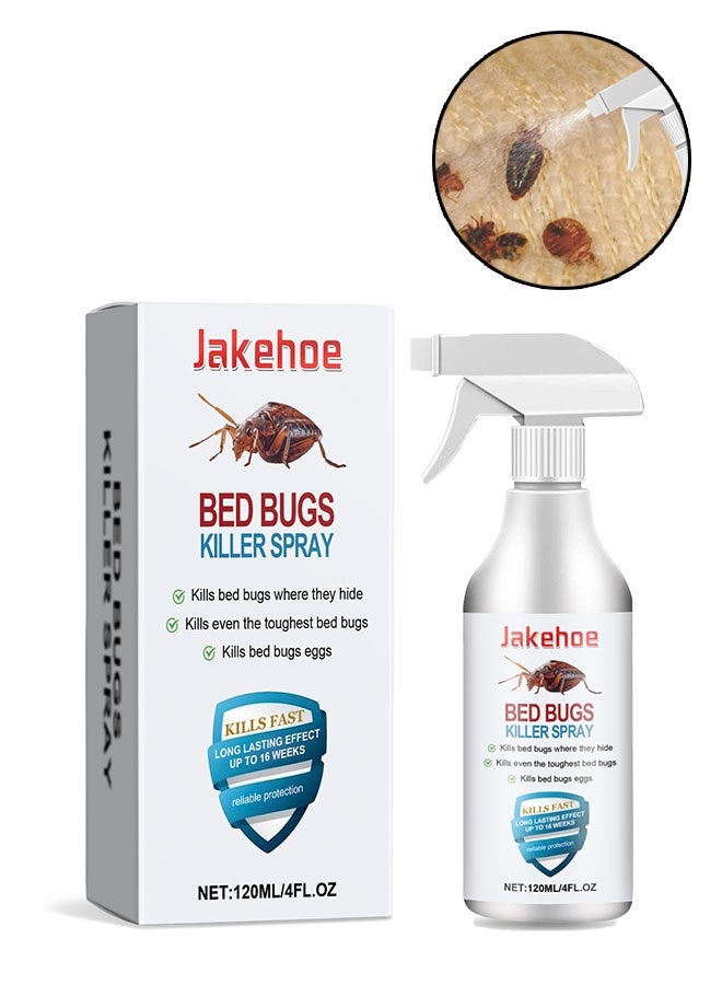Jakehoe Bed Bugs Killer Spray 120ml, Kill Insects and Bugs, Repellent Flea Moth Bugs Bed Bugs, Natural Repellent Treatment with Non Stains and Greasy for Home, Office, Furniture, Luggage and Mattresses - Image 1