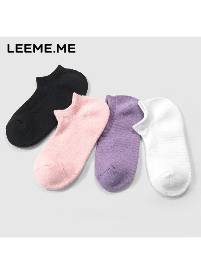 Leeme.me Li Mi Women's Socks, Spring And Summer Ladies' Socks, Terry Bottom Breathable Short Socks, 4 Black, One Size Fits All - Image 4
