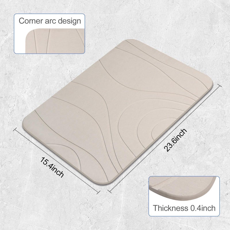 HUMIGA Stone Bath Mat, 2 Pack Diatomaceous Earth Shower Mat, Non-Slip Super Absorbent Quick Drying Bathroom Floor Mat, 24x15, Greyish White - Image 3