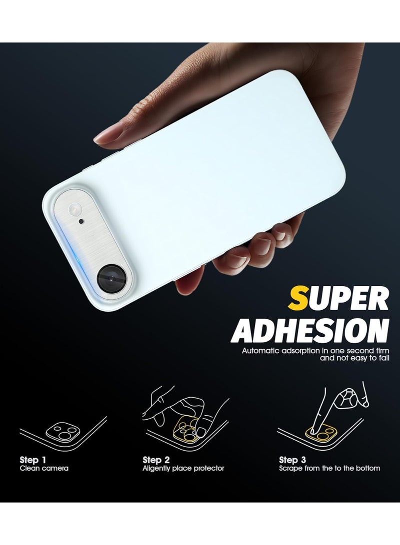 For iPhone Air Camera Lens Protector [Drop Protection] [Full Coverage] [3D Metal] [Case Friendly] Tempered Glass Camera Cover — Titanium - Image 3