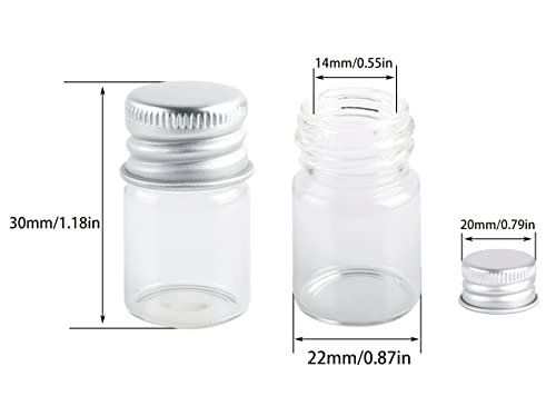 MaxMau Mini Glass Bottles with Screw Caps 5ml 24 Sets Aluminum Top Metal Lids 5 Milliliter Tiny Vials Small Jars DIY Storage Art Craft Decor - Image 2