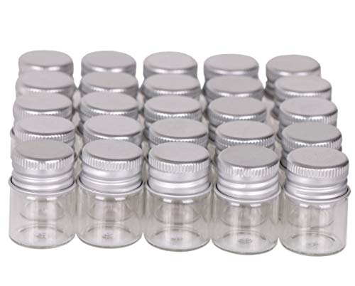 MaxMau Mini Glass Bottles with Screw Caps 5ml 24 Sets Aluminum Top Metal Lids 5 Milliliter Tiny Vials Small Jars DIY Storage Art Craft Decor - Image 5