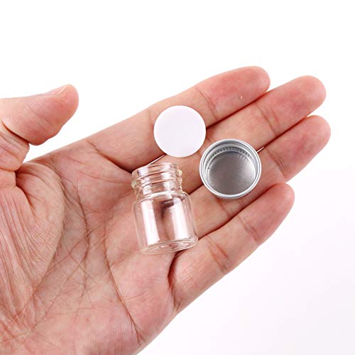 MaxMau Mini Glass Bottles with Screw Caps 5ml 24 Sets Aluminum Top Metal Lids 5 Milliliter Tiny Vials Small Jars DIY Storage Art Craft Decor - Image 3
