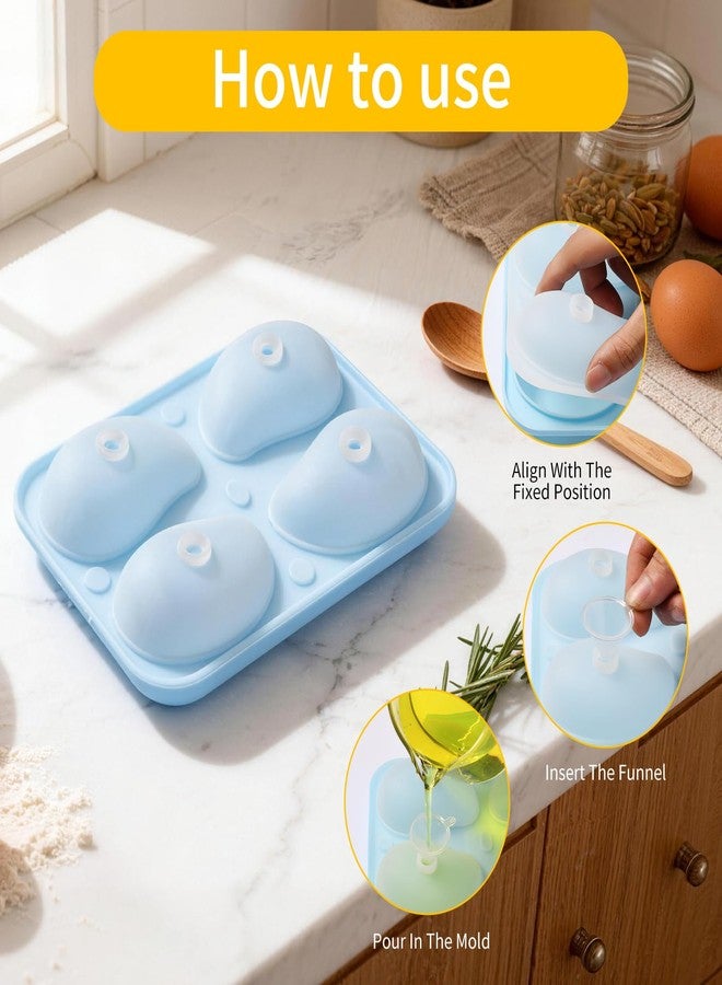 GLECTG 2 Pack 3D Mango Silicone Mold - 8 Cavity Fruit Pudding Mold for Homemade Cake, Jelly, Mousse, Perfect for Home Kitchen, Family Gatherings & Holiday Baking DIY Projects - Includes 8 Bonus Funnels - Image 3