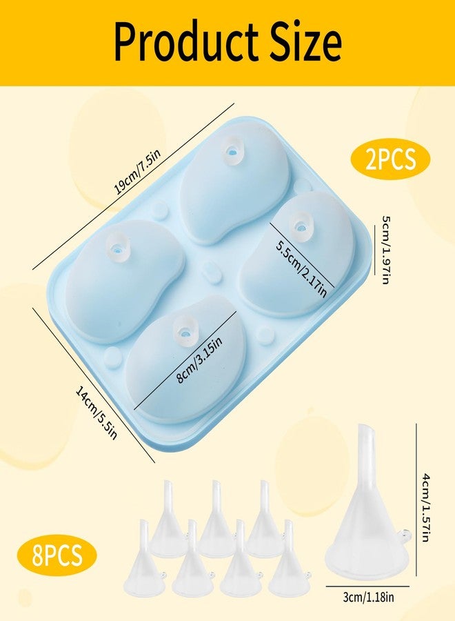 GLECTG 2 Pack 3D Mango Silicone Mold - 8 Cavity Fruit Pudding Mold for Homemade Cake, Jelly, Mousse, Perfect for Home Kitchen, Family Gatherings & Holiday Baking DIY Projects - Includes 8 Bonus Funnels - Image 2