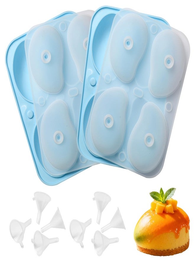 GLECTG 2 Pack 3D Mango Silicone Mold - 8 Cavity Fruit Pudding Mold for Homemade Cake, Jelly, Mousse, Perfect for Home Kitchen, Family Gatherings & Holiday Baking DIY Projects - Includes 8 Bonus Funnels - Image 1