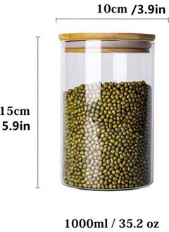 Mash 1000ml Round Glass Jar with Bamboo Lid, Kitchen Food Storage Containers Airtight Lids Cereals Canisters Jars  - Image 5
