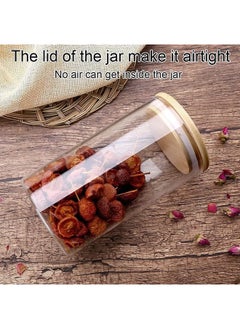 Mash 1000ml Round Glass Jar with Bamboo Lid, Kitchen Food Storage Containers Airtight Lids Cereals Canisters Jars  - Image 2