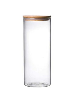 Mash 1000ml Round Glass Jar with Bamboo Lid, Kitchen Food Storage Containers Airtight Lids Cereals Canisters Jars  - Image 3