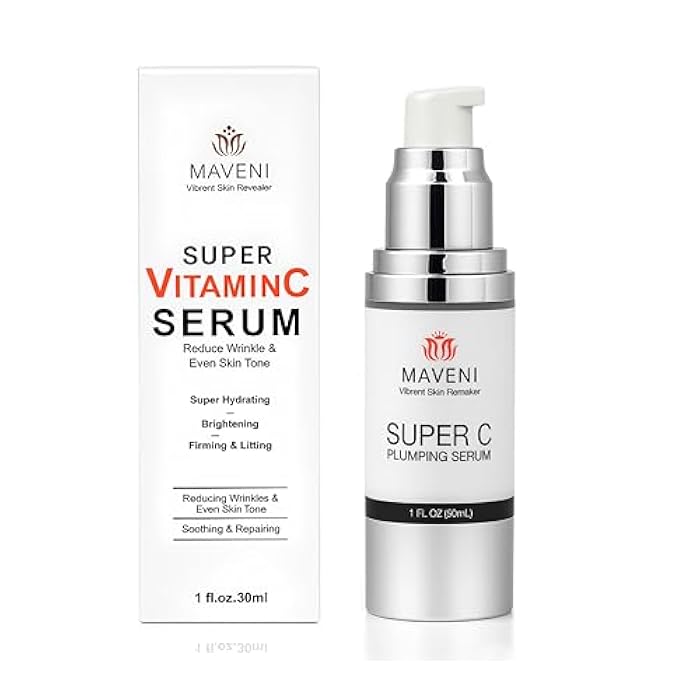 MAVENI Super Vitamin C Serum for Women over 70 With Hyaluronic Acid, Reduce Wrinkle, Hydrates, Firms, Lifts, Anti Aging Serum for Dark Spots, Wrinkles, DullSkin, 1 fl.oz. - Image 1