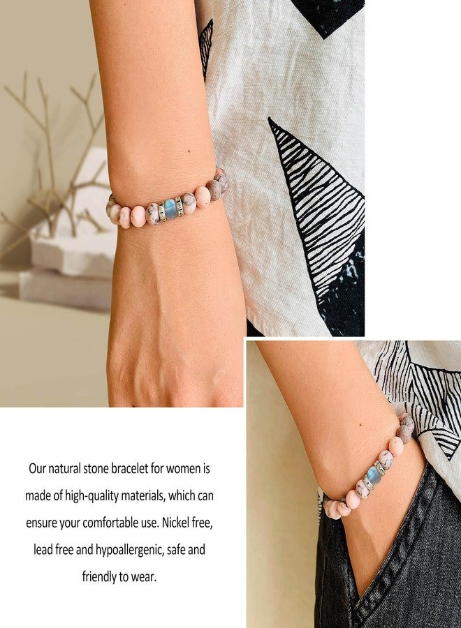 YIHOON Gifts for Mom,Sister,Aunt,Grandma,Gemstone Beaded Bracelet for women teen Birthday Jewelry Presents (3Sister-Moonstone&Zebra Jasper) - Image 5