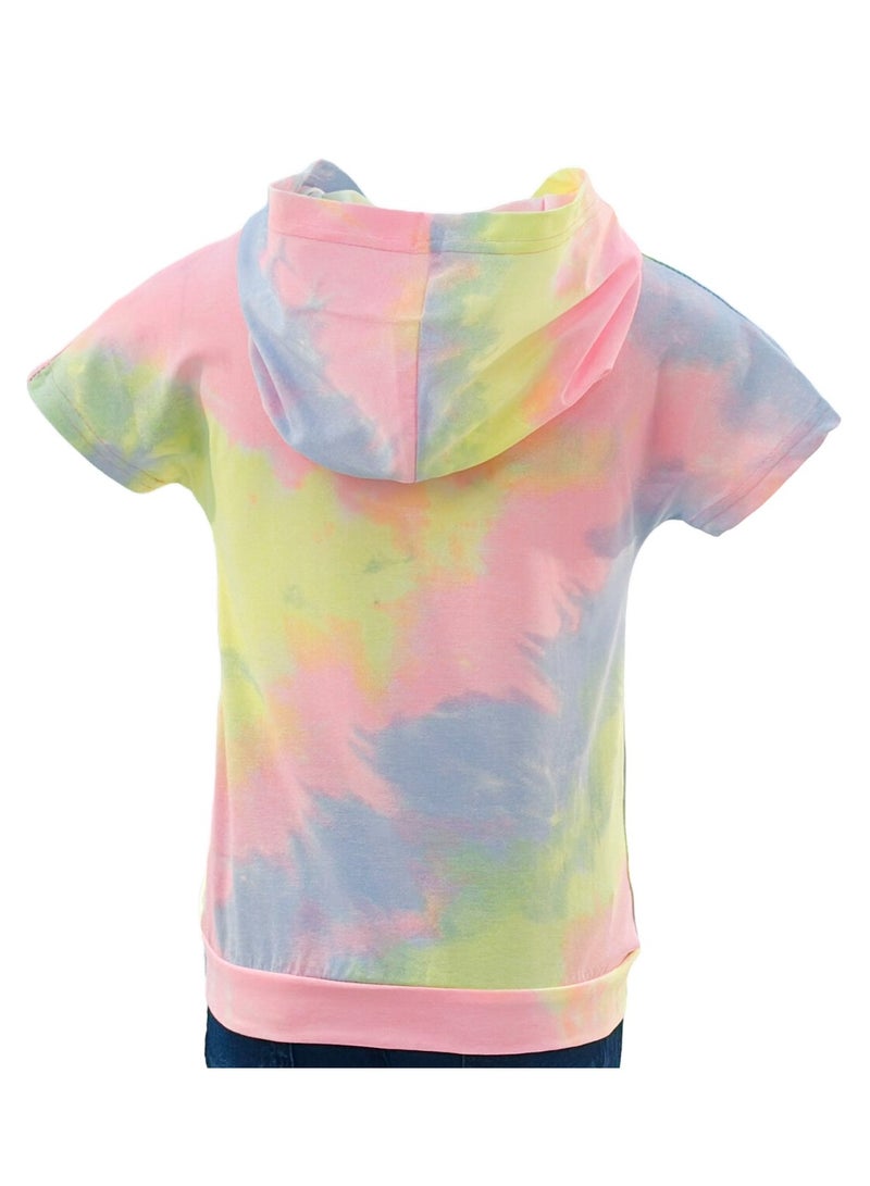 JOANNA JOANNA 23KY407B Girl's Toronto Never Underestimate Print Lowered Pocket Hoodie Short Sleeve T-Shirt - Purple/Yellow/Pink  - Image 3