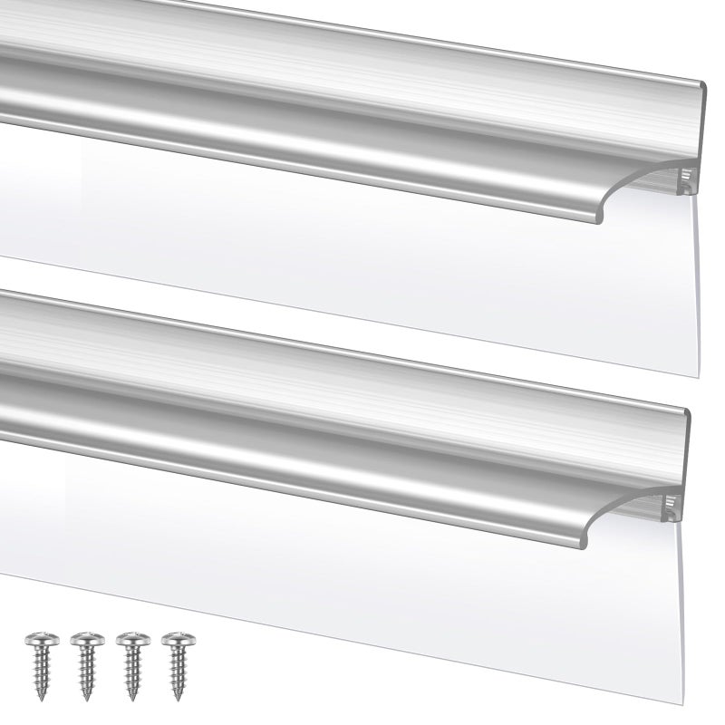 Hicarer 2 Pcs 30 Chrome Framed Shower Door Replacement Drip Rail with Vinyl Sweep Shower Door Water Deflector with Bottom Seal Applied Mounting Tape and ScrewsSliver - Image 2
