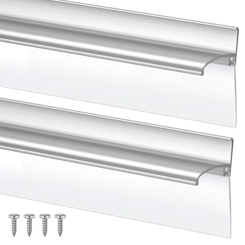 Hicarer 2 Pcs 30 Chrome Framed Shower Door Replacement Drip Rail with Vinyl Sweep Shower Door Water Deflector with Bottom Seal Applied Mounting Tape and ScrewsSliver - Image 1