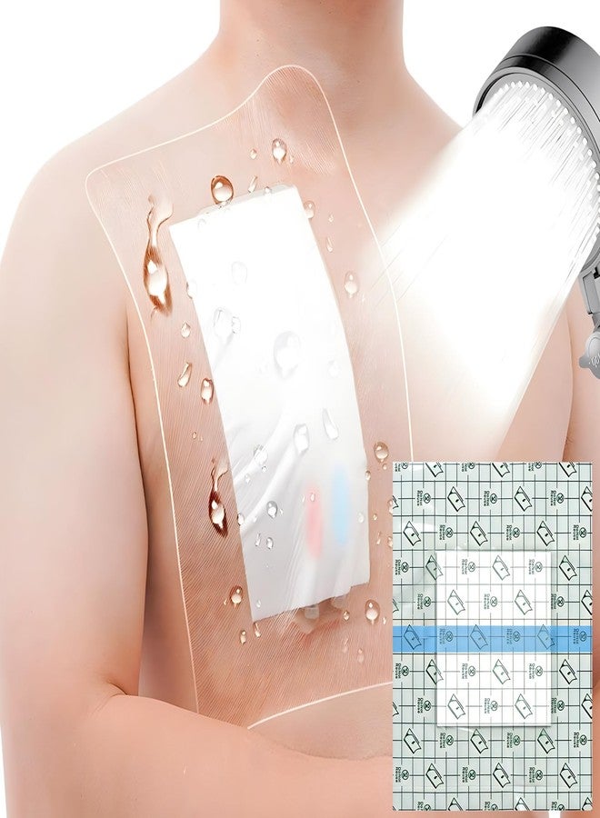 GoToHere 10"x12" Waterproof Shower Cover Incision Bandages for Large Wound with No Glue On The Center Adhesive Transparent Shower Protector Post Surgical Water Barrier Guard Pack of 7 - Image 1