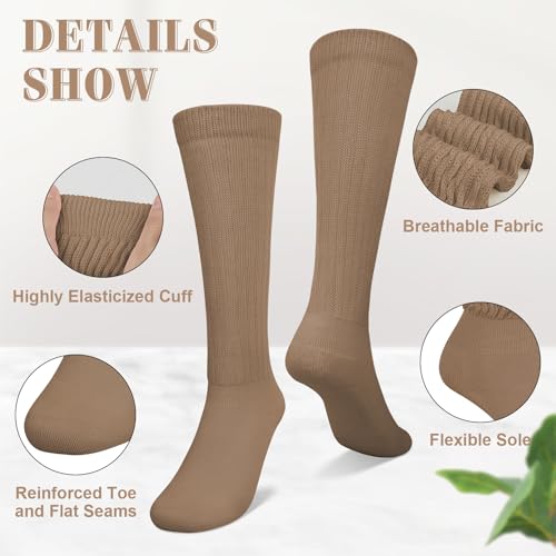 YSense 6 Pairs Slouch Socks Women, Knee High Long Boot Stocking for Women Girls, Soft Knit Casual Crew Slouchy Scrunch Socks Bulk for Spring Summer Winter - Image 2