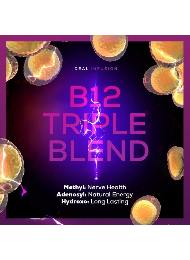 آيديا إنفيوجن - رذاذ سائل Ideal Infusion B-Bomb Triple B12 Vitamin Liquid Spray: Methylcobalamin, Adenosylcobalamin, Hydroxocobalamin - معزز لصحة الأعصاب والطاقة - 5000 ميكروجرام، كيتو، خالٍ من السكر (CinnaPlum العضوي) - Image 1