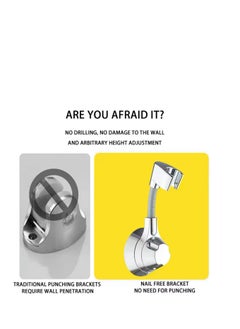BLUE CORAL Suction Cup Shower Holder Adjustable Shower Head Holder Nozzle Handheld Holder Punch-Free Multi Angle Rotation Shower Bracket (White)  - Image 2