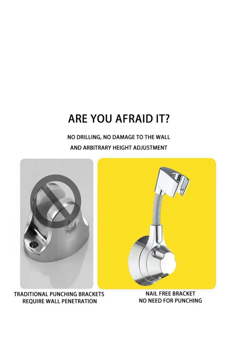 BLUE CORAL Suction Cup Shower Holder Adjustable Shower Head Holder Nozzle Handheld Holder Punch-Free Multi Angle Rotation Shower Bracket (White)  - Image 2