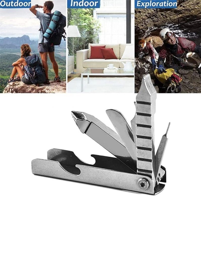 Keychain Multi-Tool, 11 in 1 Multi-Tool, Small Outdoor Gadgets, Screwdriver, Bottle Opener, Bicycle Spokes, etc, Birthday Gift (Silver) - Image 4