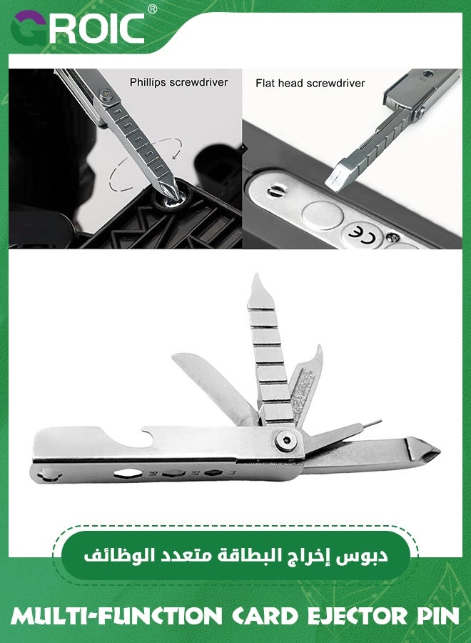 GROIC Keychain Multitool, 11 in 1 Multi Purpose Repair Tool, Keychain with Screwdriver, Nail File, Bottle Opener, Wrench, Ruler and Card Pin, Keychain Multitool, Multi Function Repair Tool  - Image 4