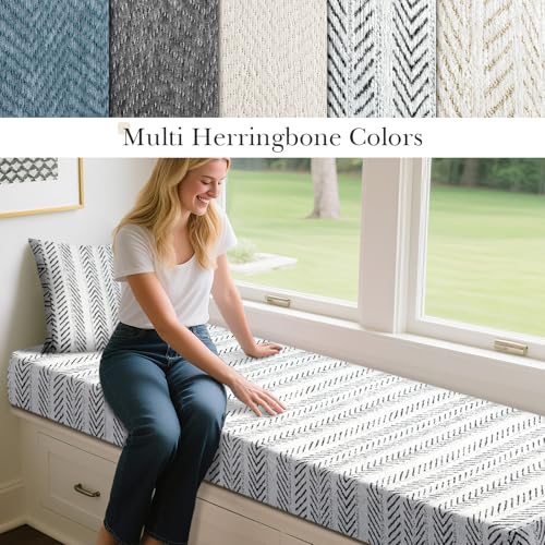 Leinuosen Bench Cushion 42x16x4 Inch for Indoor Furniture Weaving Texture Chenille Kitchen Bay Window Non Slip Seat Cushion Tufted Thicken Pad for Patio Porch, Mud Room Entryway (Black and White) - Image 4