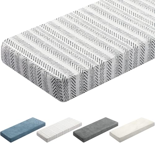 Leinuosen Bench Cushion 42x16x4 Inch for Indoor Furniture Weaving Texture Chenille Kitchen Bay Window Non Slip Seat Cushion Tufted Thicken Pad for Patio Porch, Mud Room Entryway (Black and White) - Image 1