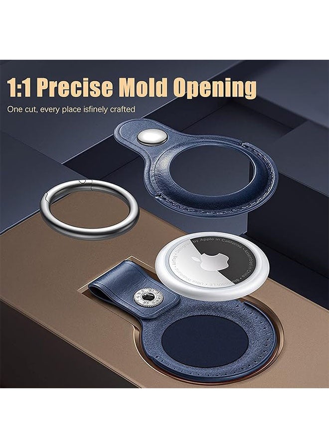 4 أجهزة كمبيوتر شخصية قضايا سلاسل المفاتيح الجلدية لـ Airtags ، أغطية واقية متعددة الألوان مع حلقة مفتاح Airtag ، متوافقة مع طوق كلب AirTag الجديد ، مفتاح القطة ، حقيبة اليد ، حقيبة الظهر ، الجذع ، الأسود / الأزرق / البني / الأحمر - Image 3