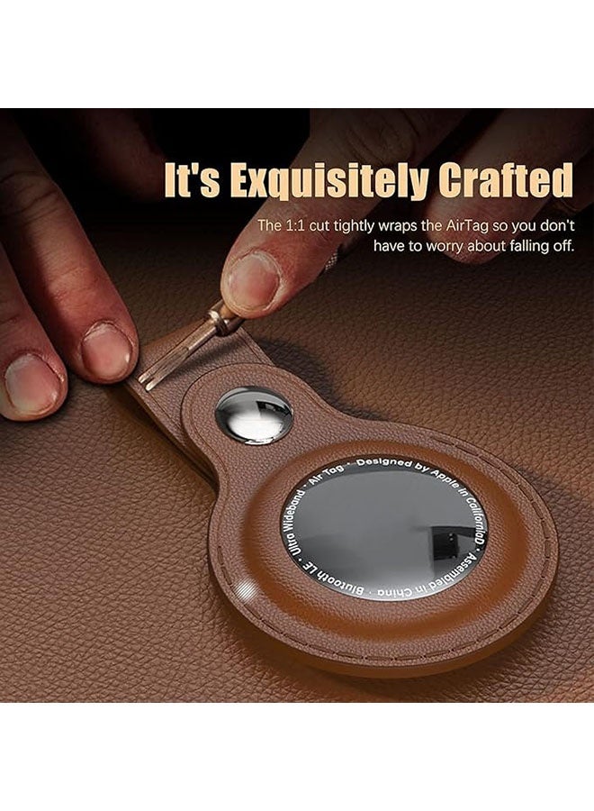 4 أجهزة كمبيوتر شخصية قضايا سلاسل المفاتيح الجلدية لـ Airtags ، أغطية واقية متعددة الألوان مع حلقة مفتاح Airtag ، متوافقة مع طوق كلب AirTag الجديد ، مفتاح القطة ، حقيبة اليد ، حقيبة الظهر ، الجذع ، الأسود / الأزرق / البني / الأحمر - Image 5
