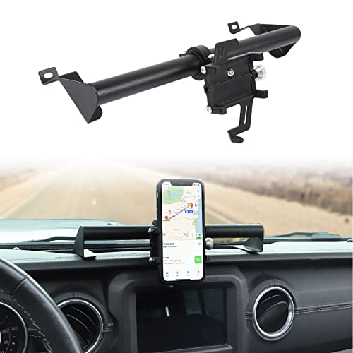 Linskip Rugged Heavy Duty Dash Bar Phone Holder Dashboard Cell Phone Mount for 20182023 Jeep Wrangler JL JLU 20202023 Jeep Gladiator JT Black - Image 1