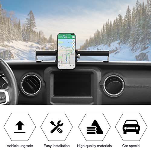 Linskip Rugged Heavy Duty Dash Bar Phone Holder Dashboard Cell Phone Mount for 20182023 Jeep Wrangler JL JLU 20202023 Jeep Gladiator JT Black - Image 3