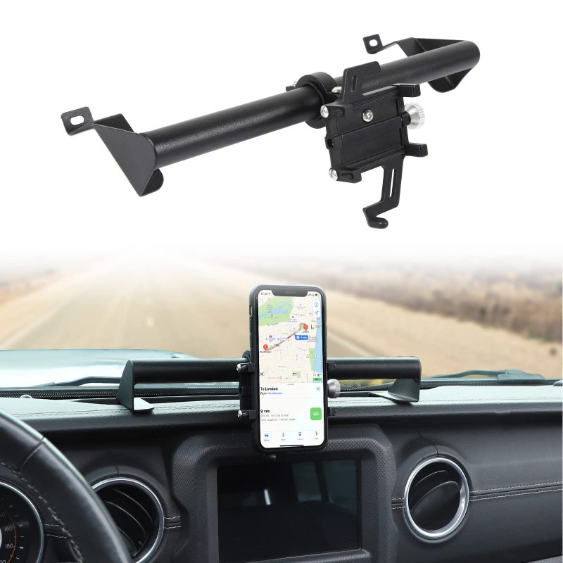 Linskip Rugged Heavy Duty Dash Bar Phone Holder Dashboard Cell Phone Mount for 20182023 Jeep Wrangler JL JLU 20202023 Jeep Gladiator JT Black - Image 2