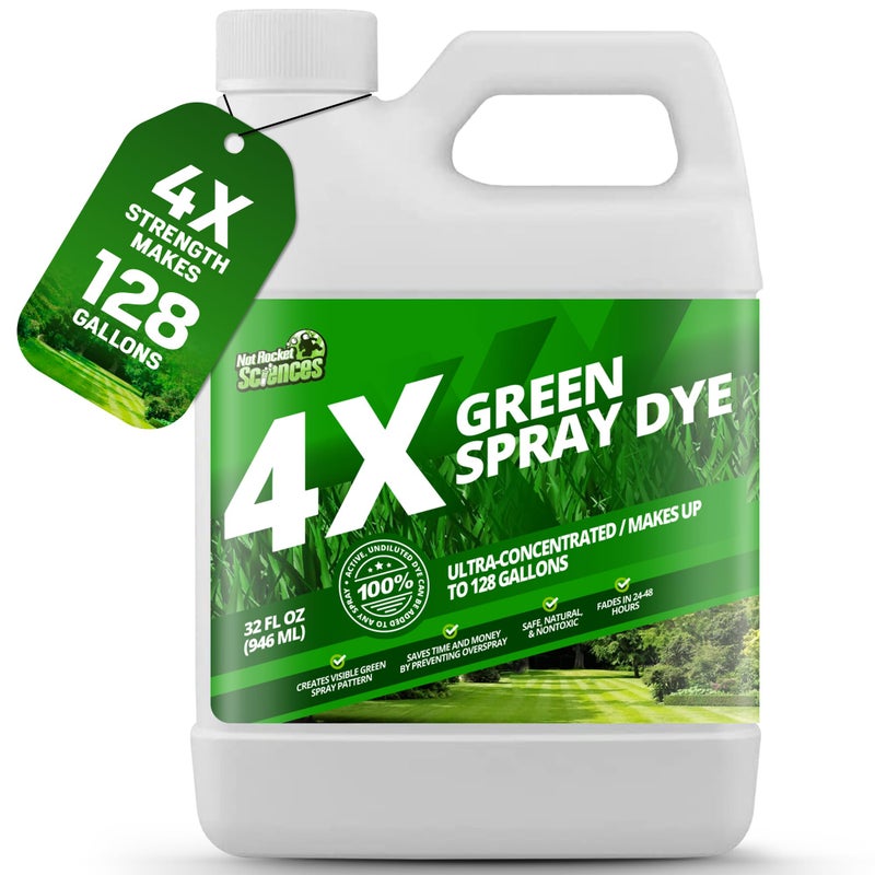 32oz 4X Green Spray Dye  Makes 128 Gallons of Concentrated Spray Pattern Indicator Dye Ideal Fertilizer Marking Lawn Turf Mark and Marker Mark Where Youve Sprayed with Green Color Indicator