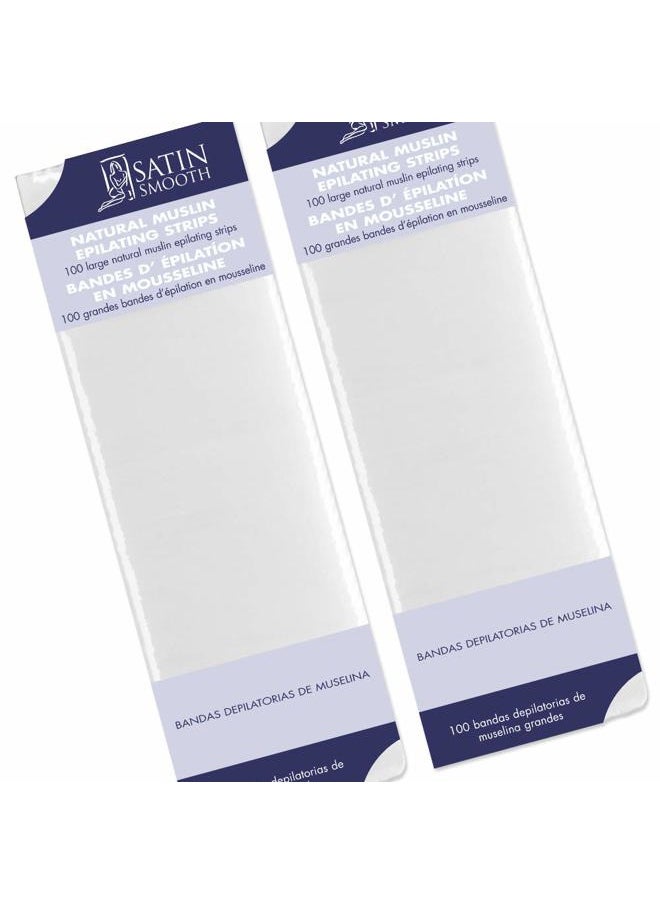 Satin Smooth Satin Smooth Large Muslin Epilating Strips for Hair Removal, 100 ct x 2 packs  - Image 1
