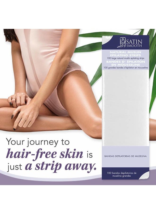 Satin Smooth Satin Smooth Large Muslin Epilating Strips for Hair Removal, 100 ct x 2 packs  - Image 2