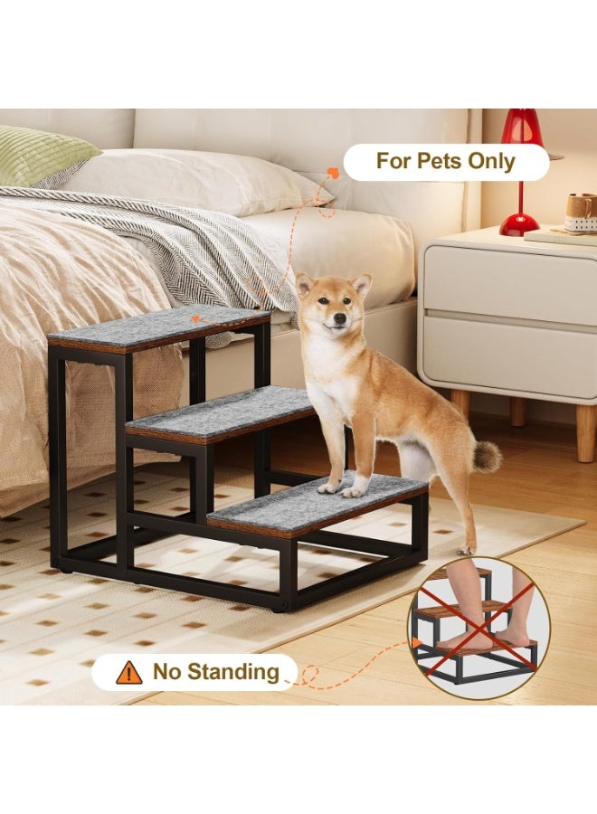 Snughome Dog Stairs for Small Pet Wooden Dog Steps for High Beds Couch and Sofa Pet Stairs with Removable Cover Non-Slip Dog Stairs Sturdy Iron Frame, 3 Step - Image 2