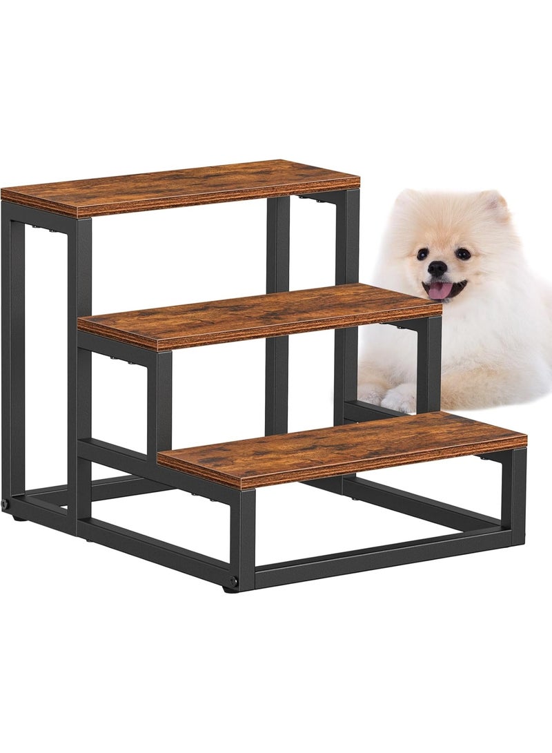 Snughome Dog Stairs for Small Pet Wooden Dog Steps for High Beds Couch and Sofa Pet Stairs with Removable Cover Non-Slip Dog Stairs Sturdy Iron Frame, 3 Step - Image 1