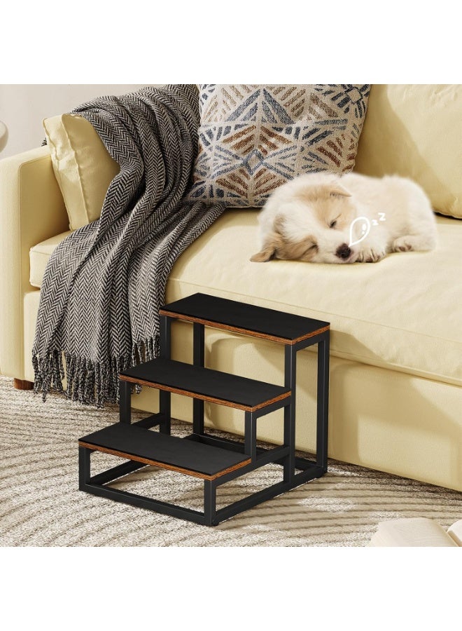 Snughome Dog Stairs for Small Pet Wooden Dog Steps for High Beds Couch and Sofa Pet Stairs with Removable Cover Non-Slip Dog Stairs Sturdy Iron Frame, 3 Step - Image 4
