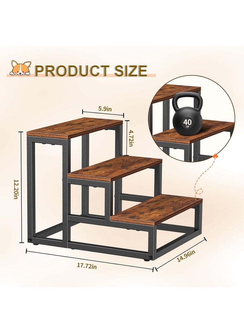 Snughome Dog Stairs for Small Pet Wooden Dog Steps for High Beds Couch and Sofa Pet Stairs with Removable Cover Non-Slip Dog Stairs Sturdy Iron Frame, 3 Step - Image 3