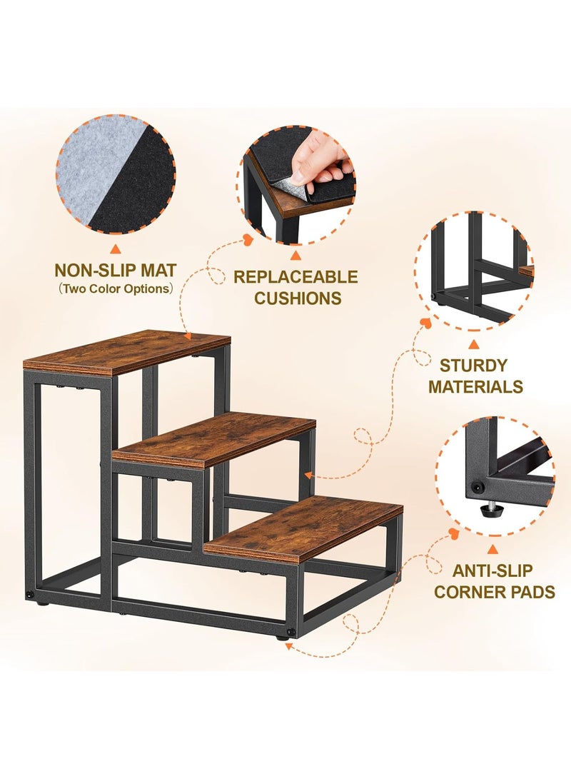 Snughome Dog Stairs for Small Pet Wooden Dog Steps for High Beds Couch and Sofa Pet Stairs with Removable Cover Non-Slip Dog Stairs Sturdy Iron Frame, 3 Step - Image 5